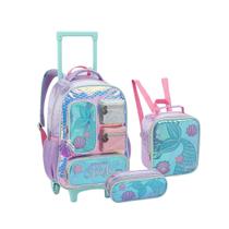 Kit Mochila Rodinha Escolar Splash Sereia Meninas 3 Peças Kit Mochila Rodinha Escolar Splash Sereia Meninas 3 Peças