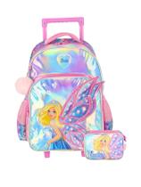 Kit Mochila Rodinha+Estojo Box Barbie Holográfico