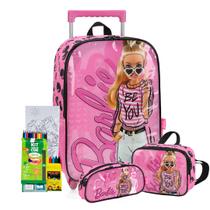 Kit Mochila Rodinha Estojo Lancheira Escolar Infantil Meninas Barbie Boneca Princesa Lançamento