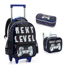 Kit Mochila Rodinha Estojo Lancheira Escolar Infantil Next Level Game Denlex Kit Mochila Rodinha Estojo Lancheira Escolar Infantil Next Level Game Denlex