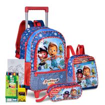 Kit Mochila Rodinha Estojo Lancheira Escolar Lançamento Pinoquio Desenho Infantil Meninos Creche - Clio Style