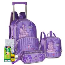 Kit Mochila Rodinha Estojo Lancheira Princesas Mágicas 2026 Kit Mochila Rodinha Estojo Lancheira Princesas Mágicas 2026