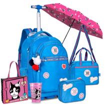 Kit Mochila Rodinha Estojo Lancheira Rebecca Bonbon College Colegial Juvenil Guarda Chuva Bolsa Copo