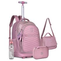 Kit Mochila Rodinha Estojo Lancheira Rebecca Bonbon RB Meninas Colegial Juvenil Escolar Lançamento - Clio Style