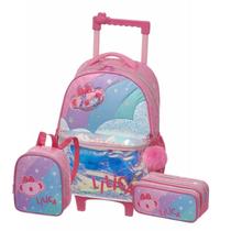 Kit Mochila Rodinha Estojo Triplo Lilica Ripilica Super Star