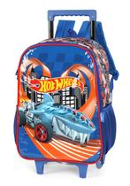 Kit Mochila Rodinha G Alça Lanch Escolar Hot Wheels Race