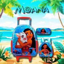 Kit Mochila Rodinha G Lancheira Estojo Escolar Moana Disney