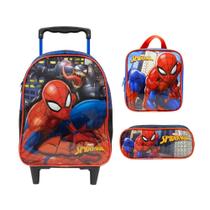 Kit Mochila Rodinha G + Lancheira Estojo Homem Aranha Xeryus