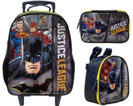 Kit Mochila Rodinha G Lancheira Estojo Liga da Justica 9520 Kit Mochila Rodinha G Lancheira Estojo Liga da Justica 9520