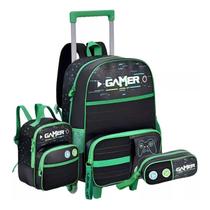 Kit Mochila Rodinha Gamer Game Start Lancheira Estojo Clio Kit Mochila Rodinha Gamer Game Start Lancheira Estojo Clio