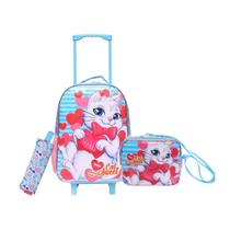 Kit Mochila Rodinha Gatinho Meninas Infantil Escola