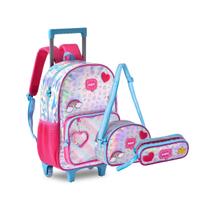 Kit Mochila Rodinha Holográfica Escolar Infantil Juvenil