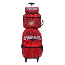 Kit Mochila Rodinha HOMEM ARANHA Com Estojo E Lancheira Infantil - DeCarllos