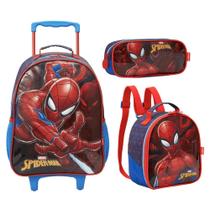 Kit Mochila Rodinha Homem Aranha Lancheira Estojo Escolar 13330 Kit Mochila Rodinha Homem Aranha Lancheira Estojo Escolar 13330