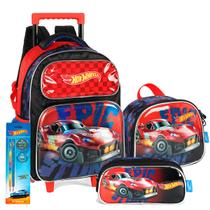 Kit Mochila Rodinha Hot Wheels Estojo +Lancheira Alto Relevo Kit Mochila Rodinha Hot Wheels Estojo +Lancheira Alto Relevo