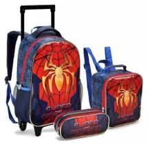 Kit Mochila rodinha Infantil Aranha spider 3 Pecas - seanite