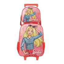 Kit Mochila Rodinha Infantil Barbie Fashion Vermelha Origina