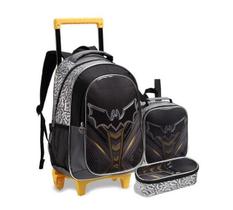 Kit Mochila Rodinha Infantil Bat Morcego personagem - DENLEX