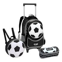 Kit Mochila Rodinha Infantil Bola De Futebol Menino