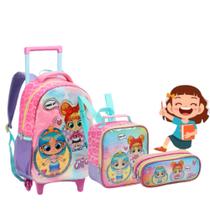 Kit Mochila Rodinha Infantil Feminino Grande Menina C/ Alça