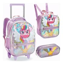 Kit Mochila Rodinha Infantil Feminino Grande Menino Com Alça