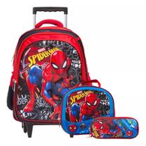 Kit Mochila Rodinha Infantil Homem Aranha 3d Lancheira Tam G