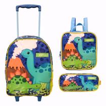 Kit Mochila Rodinha Infantil + Lancheira Estojo Dino Xeryus