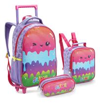 Kit Mochila Rodinha Infantil Menina Estampa Slime Super Fofa