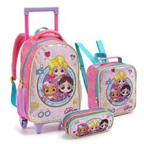 Kit Mochila Rodinha Infantil Menina Glitt Girl Confete Linda