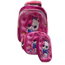 Kit Mochila Rodinha Infantil Menina Lancheira Térmica Estojo Organizador