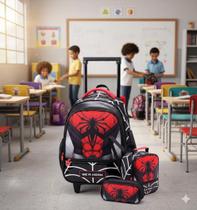 Kit Mochila Rodinha Infantil Menino 3 Peças Homem Aranha Escolar