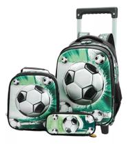 Kit Mochila Rodinha Infantil Menino Futebol Escolar Bola 3 D Kit Mochila Rodinha Infantil Menino Futebol Escolar Bola 3 D