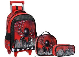 Kit Mochila Rodinha Infantil Menino Homem Aranha Spider Dark