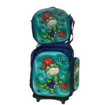 Kit Mochila Rodinha Infantil Menino Lancheira Térmica Estojo Organizador Kit Mochila Rodinha Infantil Menino Lancheira Térmica Estojo Organizador
