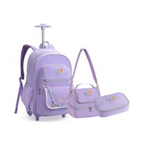Kit Mochila Rodinha Juvenil Estiloso Corrente Menina Escolar
