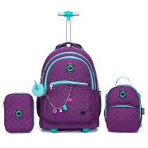 Kit Mochila Rodinha Juvenil Feminina Lancheira Estojo Bolsa Escolar Kit Mochila Rodinha Juvenil Feminina Lancheira Estojo Bolsa Escolar