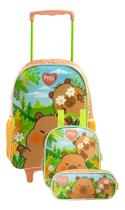 kit Mochila Rodinha+lanch+estojo Brownie Capivara XERYUS