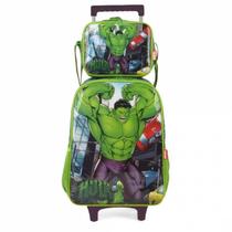 Kit Mochila Rodinha + Lancheira Avengers Hulk Original