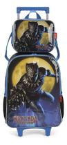 Kit Mochila Rodinha Lancheira Avengers Pantera Negra Luxcel