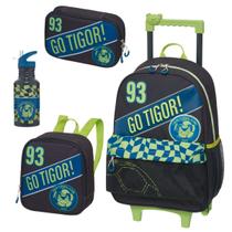 Kit Mochila Rodinha Lancheira Costas Estojo Box Garrafa Tigor T Tigre Original Tigor FC