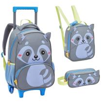 Kit Mochila Rodinha Lancheira e Estojo Creche Infantil ZOOP