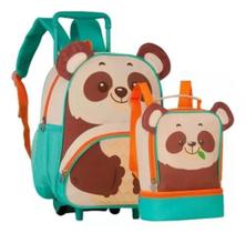 Kit Mochila Rodinha + Lancheira Escolar Creche e Infantil Clio Style - Bicho preguiça CP2647B