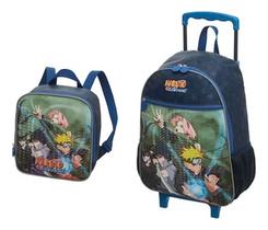 Kit Mochila Rodinha Lancheira Escolar Infantil Menino Naruto Time Pacific