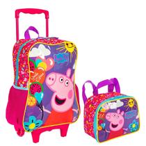 Kit Mochila Rodinha Lancheira Escolar Infantil Peppa Pig Sestini