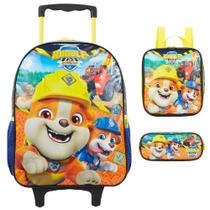 Kit Mochila Rodinha Lancheira Estoj Patrulha Canina Rubble X