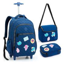 Kit Mochila Rodinha Lancheira Estojo Box Awesome Colorup Azul Seanite Kit Mochila Rodinha Lancheira Estojo Box Awesome Colorup Azul Seanite