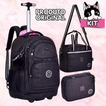 Kit Mochila Rodinha + Lancheira + Estojo Box Rebecca Bonbon RB ORIGINAL Brilho Coleção 2025 - Clio