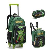 Kit Mochila Rodinha Lancheira Estojo Crock Star Meninos Kit Mochila Rodinha Lancheira Estojo Crock Star Meninos