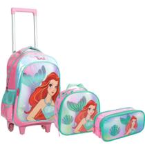 Kit Mochila Rodinha Lancheira Estojo Duplo Infantil Escolar Menina Ariel Pequena Sereia Yepp Kit Mochila Rodinha Lancheira Estojo Duplo Infantil Escolar Menina Ariel Pequena Sereia Yepp