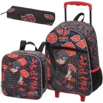 Kit Mochila Rodinha Lancheira Estojo Escolar Infantil Menino Naruto Itachi Pacific
